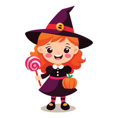 halloween witch with pumpkin