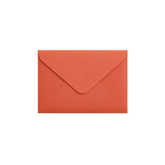 Minimalist coral envelope conveying correspondence and heartfelt communication on a clear setting