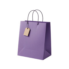 Elegant lilac paper shopping bag with a neutral tag offering retail brand opportunities and