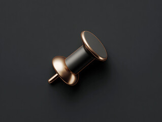 Modern Black and Copper Push Pin on Dark Background