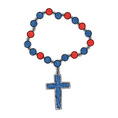 Colorful prayer beads with cross pendant in traditional design  
