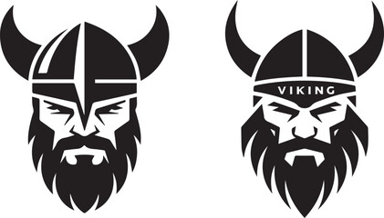 Iconic Viking Logo with Viking Helmet, Norse Mythology Symbol, Scandinavian Culture Emblem, Warrior Spirit Representation, vector illustration