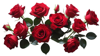 Red rose bouquet isolated on white background