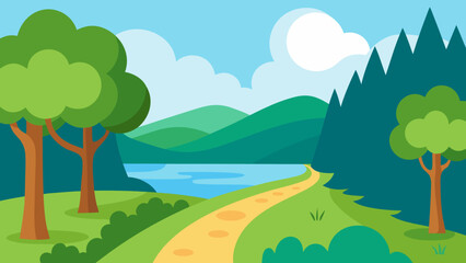 Obraz premium landscape with trees and mountains