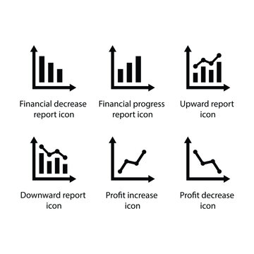Decrease report, progress report, Upward report, Downward report, Profit increase, Profit decrease, icon