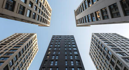 Modern residential buildings architecture urban cityscape real estate investment property development contemporary design apartment homes highrise construction building exterior building facade