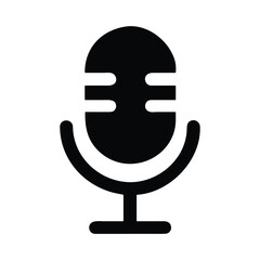 Retro microphone icon for audio recording and broadcast