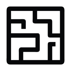 Simple black square maze icon on white background