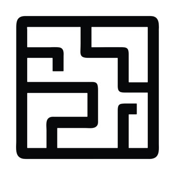 Simple black square maze icon on white background