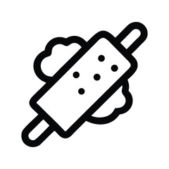 Rolling pin and dough line icon
