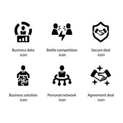 Fototapeta premium Business data, Battle competition, Secure deal, Business solution, Personal network, Agreement deal, icon