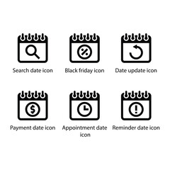Search date, Black Friday, Date update, Payment date, Appointment date, Reminder date, icon