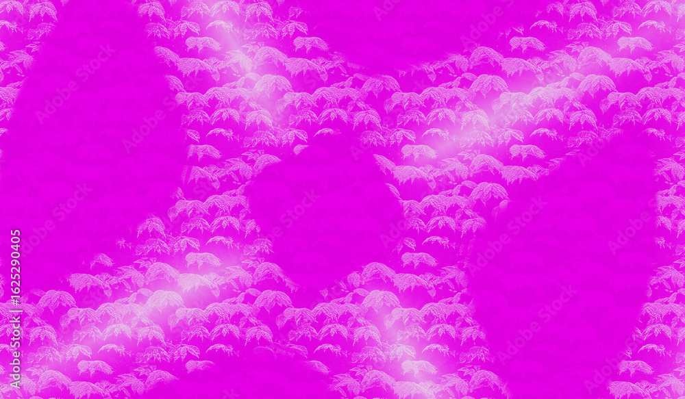Poster abstract image featuring a bright pink background with white leaf like patterns
