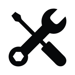 Wrench and screwdriver crossed, repair tools icon