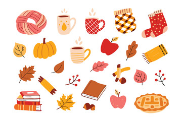 Autumn Cozy Collection: Warm and inviting collection of seasonal illustrations, featuring an array of autumn-themed elements, perfect for evoking feelings of comfort and the cozy season.