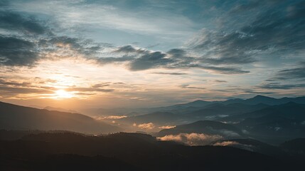 Fototapeta premium Beautiful landscape sky over clouds at sunset time