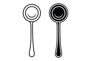 Spoon art silhouette vector out line art on white background