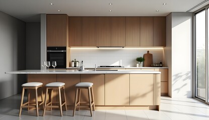 Interior of Modern Kitchen with Contemporary Style