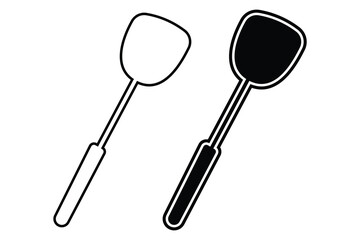 Spoon art silhouette vector out line art on white background