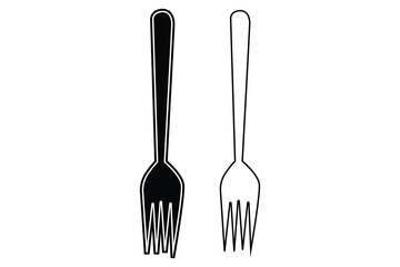 Spoon art silhouette vector out line art on white background