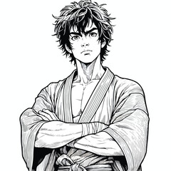 Japanese guy line art vector image