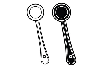 Spoon art silhouette vector out line art on white background