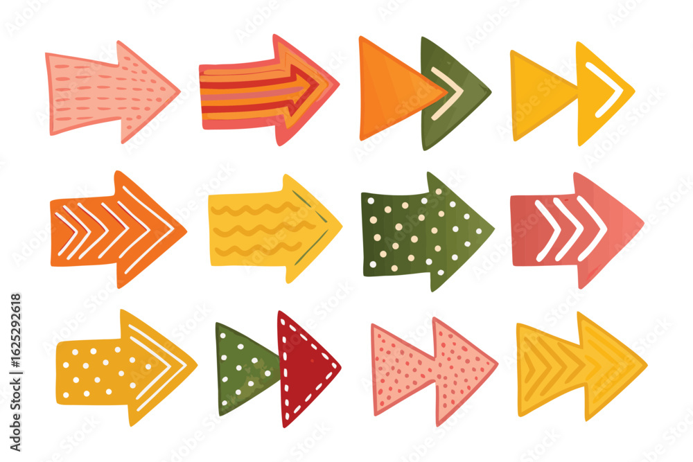 Aufkleber arrow patterns: a vivid collection of uniquely designed arrows in diverse colors and shapes, each po