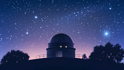 Obraz premium Stargazing Observatory under Starry Night Sky with Milky Way