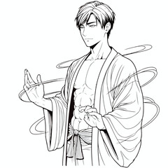 Japanese guy line art vector image