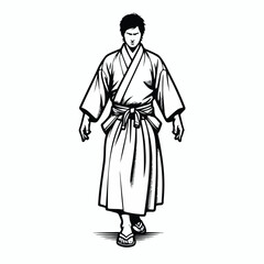 Japanese guy line art vector image