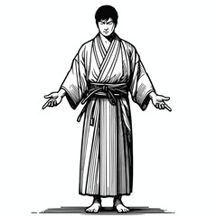 Obraz premium Japanese guy line art vector image