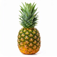 Fototapeta premium Single pineapple, ripe, bright yellow/green skin, sharp leaves