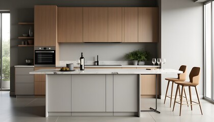 Interior of a Bright and Sleek Modern Kitchen