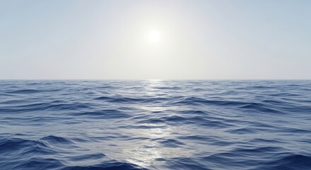 Obraz premium Gentle Waves Under a Bright Sunlit Sky Over the Ocean