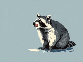 A curious raccoon with distinctive facial mask sits. Capturing the animal's alert, a symbol of nature's resilience.