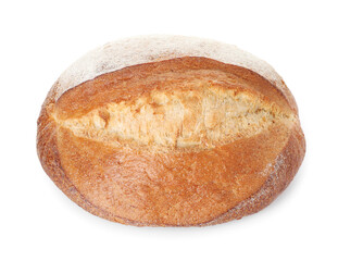 Loaf of fresh bread isolated on white, above view