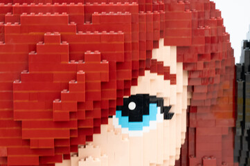 plastic building block toys statue closeup