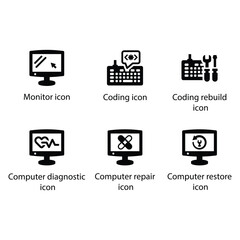 Monitor, Coding, Coding rebuild, Computer diagnostic, Computer repair, Computer restore, icon