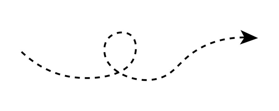 Long squiggle dashed line arrow
