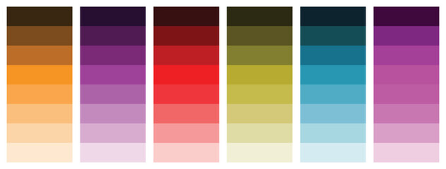 Set of colorful trendy color palettes flat template. Color palette guide. RGB color model vectors. Palette of color swatches for web