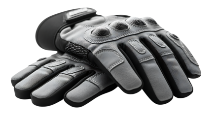 Black and Gray Motorcycle Gloves with Protective Padding and Knuckle Guards
