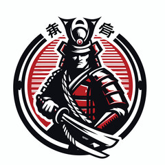 vector image of a Japanese samurai warrior logo