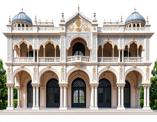 Fototapeta premium renaissance palace with arches and columns, transparent background