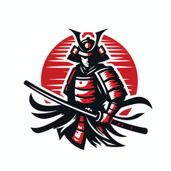vector image of a Japanese samurai warrior logo