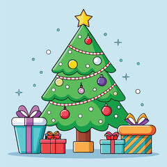 christmas tree with gift boxes