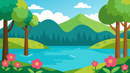 Obraz premium landscape with mountains and trees