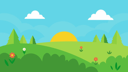 Fototapeta premium summer landscape with green grass
