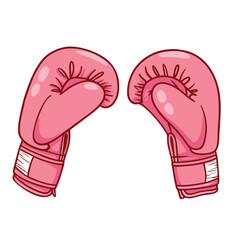 Pink boxing gloves with red outlines vector