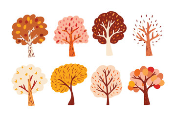 Autumn's Embrace: An array of vibrant trees in their autumn splendor. Each tree showcases a unique shape, style and hue. Capture the beauty of the seasons.