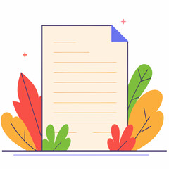 Blank document with colorful leaves in autumn decor  